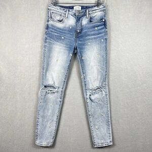 Driftwood Gizelle Jeans size 25 Denim Embroidered Ankle Straight leg